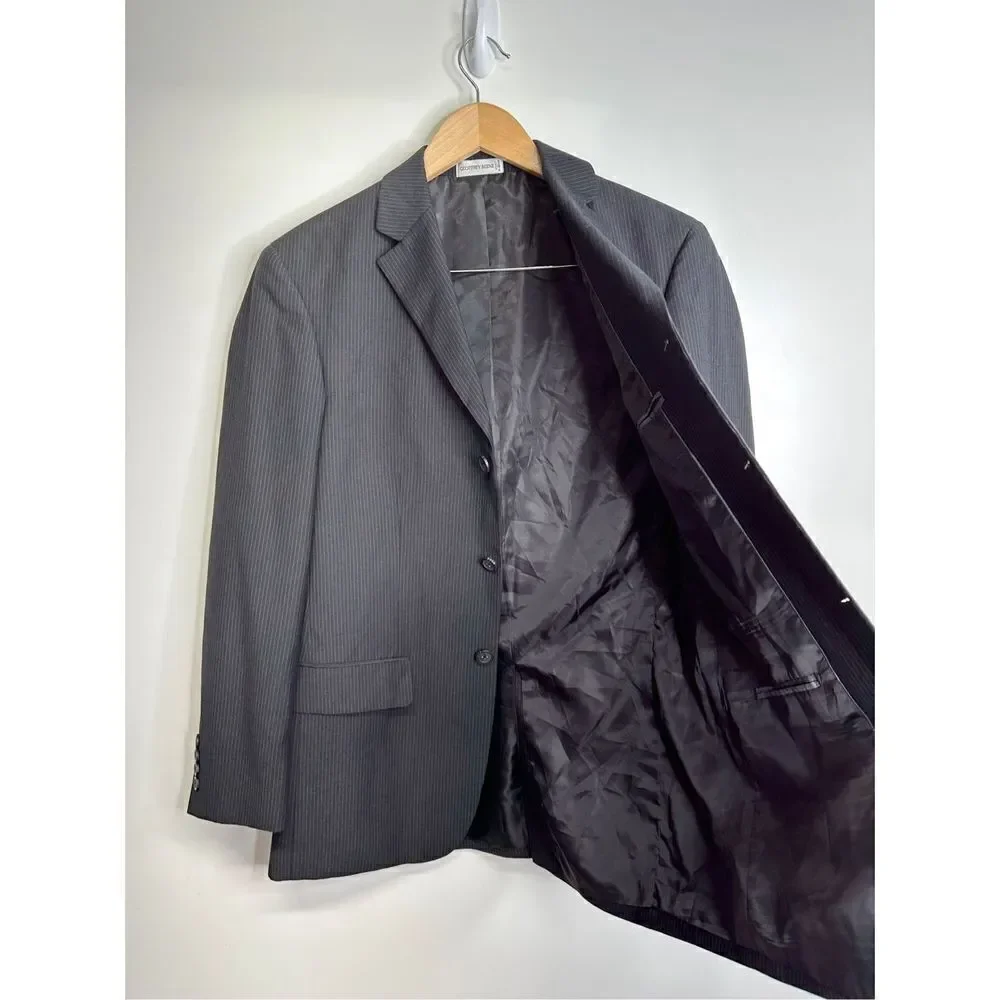 Geoffrey Beene Blazer Jacket‎ Mens Gray Striped Size 38R